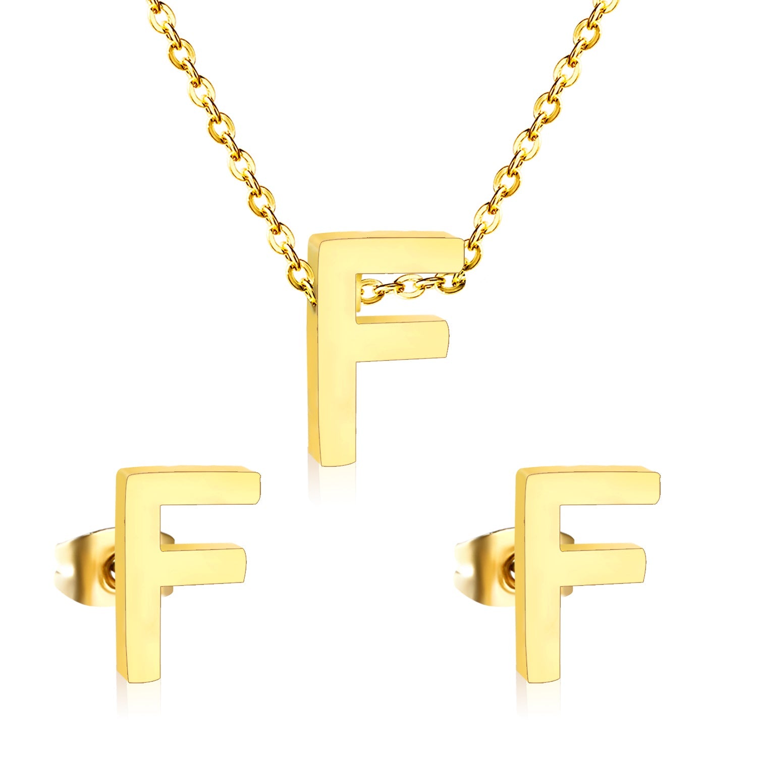 Steel/Gold Cut Letters Set without Diamonds A-Z asonjewelry